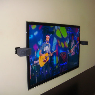 (x3) TV wall mounting, exclusive setups, including barrier fire wall