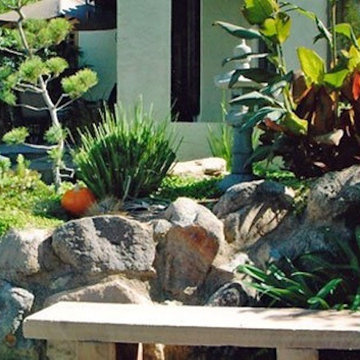 Natural Stone waterfall, bridge and pond