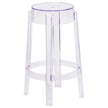 Bowery Hill 25.75" Mid Century Plastic Counter Stool in Crystal Clear