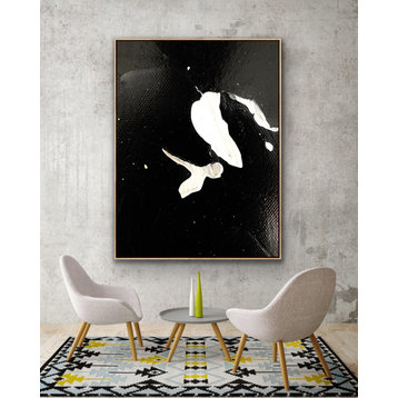 Life 60x48 IN Black white abstract Art Large Modern Painting Minimal wall decor
