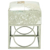 Contemporary Silver Leather Stool 95942