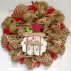 Adorable Wood Santa with Metal Mustache Deco Mesh Wreath