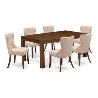 East West Furniture Celina Rectangular Wood Dining Table in Jacobean Brown