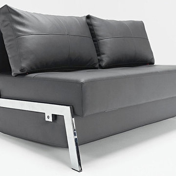 Cubed Deluxe Black Leather Textile Sofa Bed by Innovation USA - $1750.00