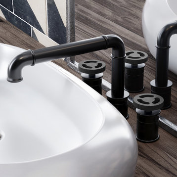 Avallon Widespread, Double Handle, Bathroom Faucet, Matte Black