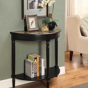 French Country Faux Marble Entryway Table with Shelf