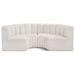 Meridian Furniture - Arc Boucle Fabric Upholstered 4-Pc. Inward Curved Modular Sectional, Cream - Give your living room or den the perfect blend of style and versatility with this Arc boucle fabric curved modular Sectional. Part of the Arc modular furniture collection, this Sectional comes upholstered in rich cream boucle fabric and features deep channel tufting that adds a touch of luxury while enhancing comfort and support. A seamless combination of form and function, this chair can be used with other Arc pieces to create a myriad of configurations in your well-curated room.