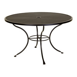 Standard Mesh 48" Round Dining Table with 2" Umbrella Hole - Outdoor Dining Tables