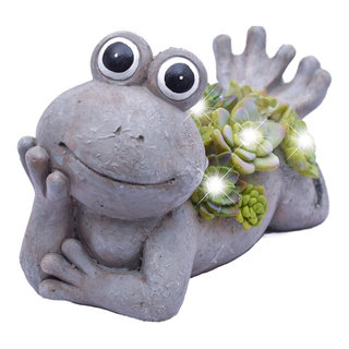 Suave Shopper Frog Garden Statue