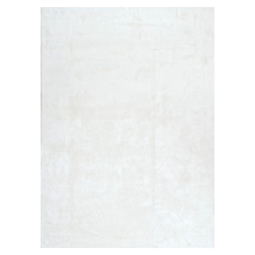 Drummond Shag Area Rug, White, Ivory, 7'6"x9'6"