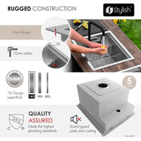 Concealed Dual-Mount Steel Utility Sink 20", 1-Hole Prep Sink, Dura-Tek, Black