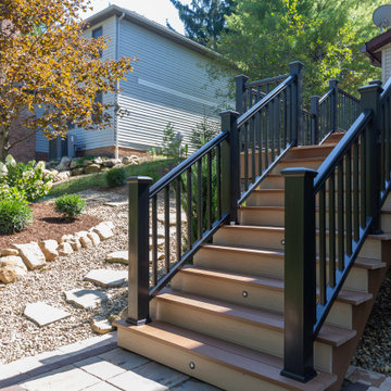 AZEK Decking with Cable Railing, Unilock Patio, Water Proof Ceiling & Landscape