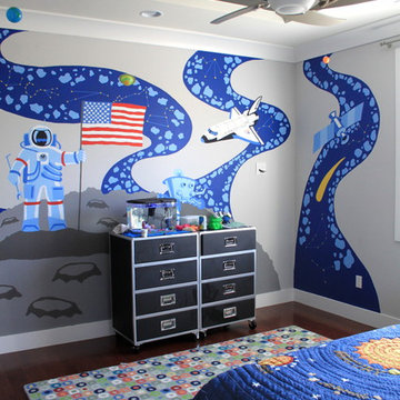 Space theme boy`s bedroom