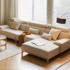 Fabric Sofa, Ramp Gray 4-Person Corner Sofa With Chaise Longue Right 139x72.8x33.9