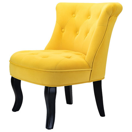 Jane Uphlostered Ottoman Accent Chair, Yellow