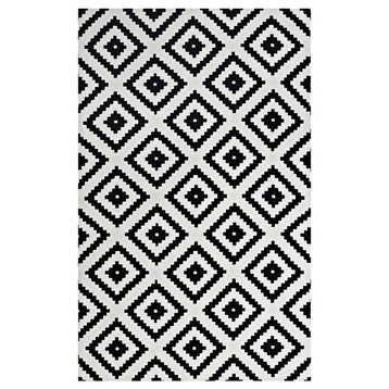 Modway Alika Abstract Diamond Trellis 5'x8' Area Rug, Black and White