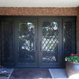 Saxon - Iron & Glass Door with panels - Front Doors