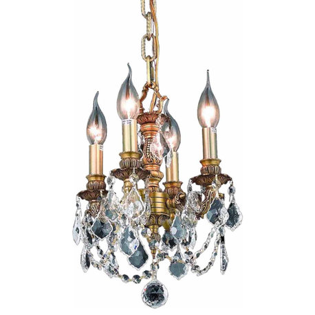 Lillie 4-Light Pendant, French Gold With Clear Royal Cut Crystal