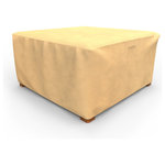 Budge - Budge All-Seasons Square Patio Table Cover / Ottoman Cover Large (Nutmeg) - The Budge All-Seasons Square Patio Table Cover / Ottoman Cover, Large provides high quality protection to your outdoor side table, ottoman or coffee table. The All-Seasons Collection by Budge combines a simplistic, yet elegant design with exceptional outdoor protection. Available in a neutral blue or tan color, this patio collection will cover and protect your square patio table cover, season after season. Our All-Seasons collection is made from a 3 layer SFS material that is both water proof and UV resistant, keeping your patio furniture protected from rain showers and harsh sun exposure. The outer layers are made from a spun-bonded polypropylene, while the interior layer is made from a microporous waterproof material that is breathable to allow trapped condensation to flow through the cover. Our waterproof ottoman covers feature Cover stays secure in windy conditions. With our All-Seasons Collection you'll never have to sacrifice style for protection. This collection will compliment nearly any preexisting patio decor, all while extending the life of your outdoor furniture. This patio square table cover measures 16" High x 28" Wide x 28" Long.