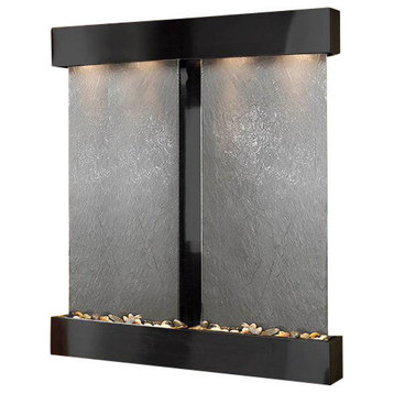 Cottonwood Falls Wall Fountain, Blackened Copper, Black Featherstone, Square Fra