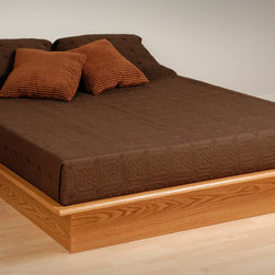 Prepac Modern Platform Bed in Oak - Platform Beds