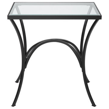 Uttermost Alayna Black Metal and Glass End Table