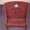 Primitive Pine Miniature Deacon's Bench With Rustic Star, Burgundy