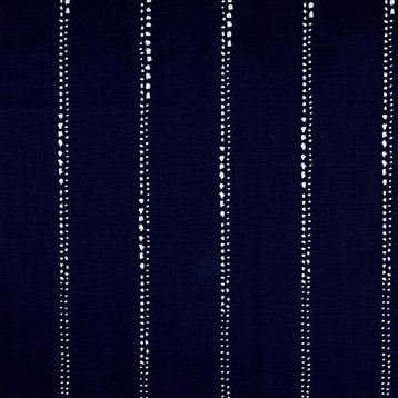 Carlo Vintage Indigo Dot Stripe 72" Shower Curtain Cotton, Unlined