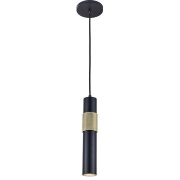 Passwell Modern 1 Light Matte Black Aged Brass Metal Pendant