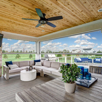 Covered Porch With Fireplace