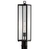 1-Light Outdoor Square Post, Matte Black With Clear Glass