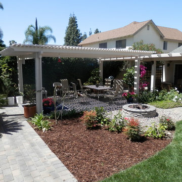 Patio cover, Lattice sections and landscape