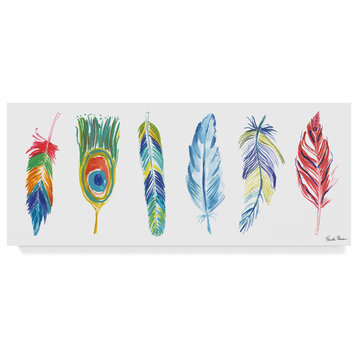 Farida Zaman 'Rainbow Feathers I' Canvas Art, 24"x10"