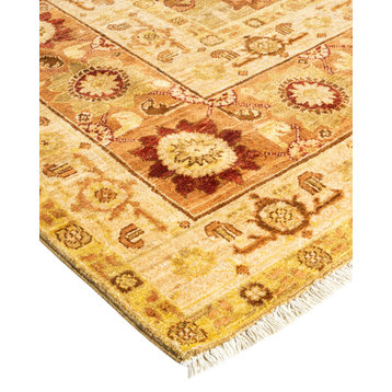 Eclectic, One-of-a-Kind Hand-Knotted Area Rug Yellow, 9'1"x12'1"