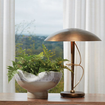 Contemporary Dome Shade Brass Bronze Table lamp Retro Modern Art Deco 22 x 19 in