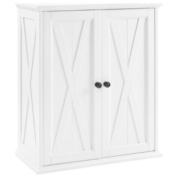 Bowery Hill 2-Door Stackable Modern Wood Pantry in Distressed White
