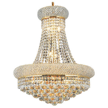 Bagel Design 14 Light 20" Gold Chandelier With Clear European Crystals