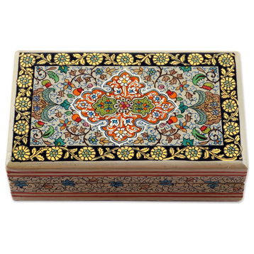 Novica Handmade Floral Glory Decorative Papier Mache Box