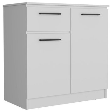 Clarion Dresser with 2-Door Cabinets and Drawer, White