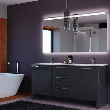Nona 72 inch Freestanding Bathroom Vanity with Double Sink and LED Mirror