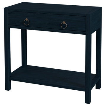 Lark Wood 1-Drawer Nightstand, Navy Blue