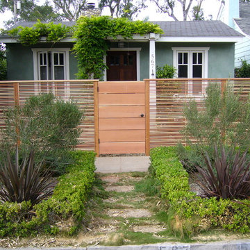 Redwood Gate and horizontal slat fence, Venice Beach