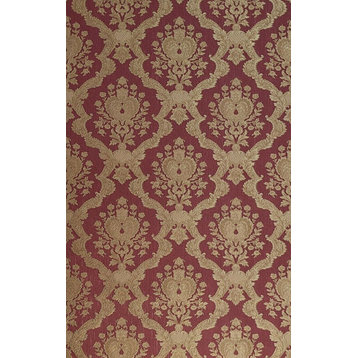 Burgundy gold textured Victorian faux damask Wallpaper, 8.5'' X 11'' Sample