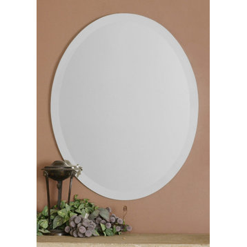 Frameless Vanity Oval Mirror, Natural