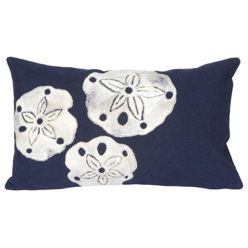Visions I Sand Dollar Indoor/Outdoor Pillow, Navy, 12"x20"