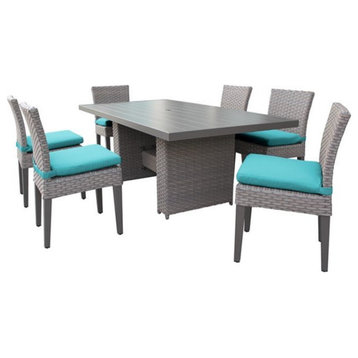 Florence Rectangular Outdoor Patio Dining Table with 6 Armless Chairs in Aruba