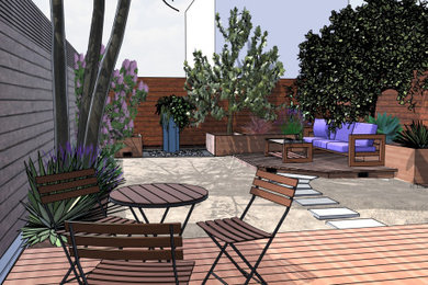 Urban Backyard: Cozy Conversation Space in a Drought-Tolerant Contemporary Garde