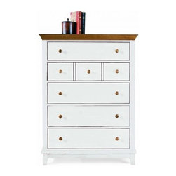 American Drew 181-215WM Drawer Chest- White w/ Maple Top Sterling Pointe - Dressers