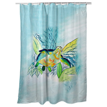 Betsy Drake Smiling Sea Turtle Shower Curtain