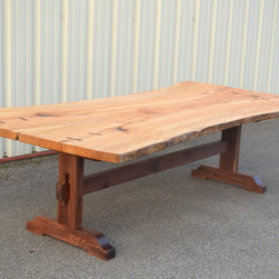 Live Edge Sycamore Dining Table with Trestle Base - Dining Tables